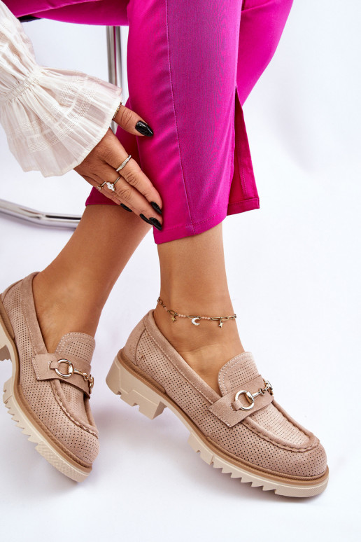 Elegantello classico Femminile scarpe Mocassini beige Kolton