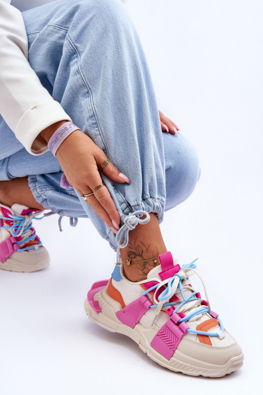 Femminile Scarpe sportive alla moda con lacci beige-colore rosa Chillout!