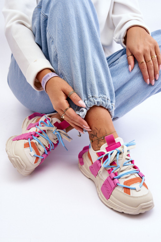 Femminile Scarpe sportive alla moda con lacci beige-colore rosa Chillout!