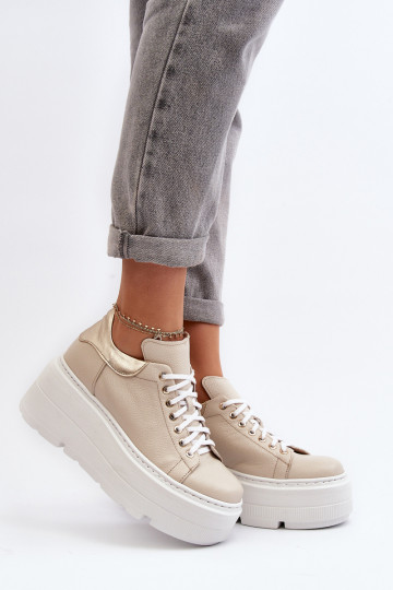 Zazoo 10165 scarpe da ginnastica Femminile con una piattaforma beige