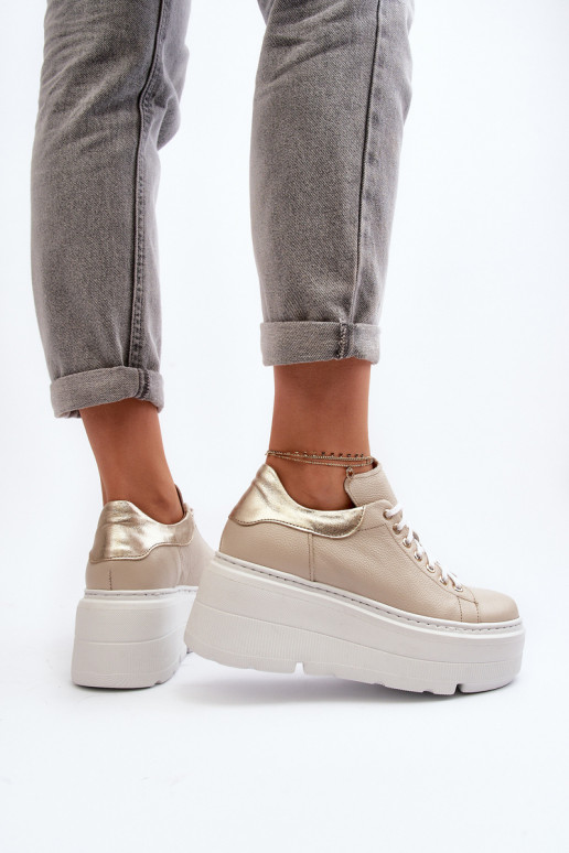 Zazoo 10165 scarpe da ginnastica Femminile con una piattaforma beige