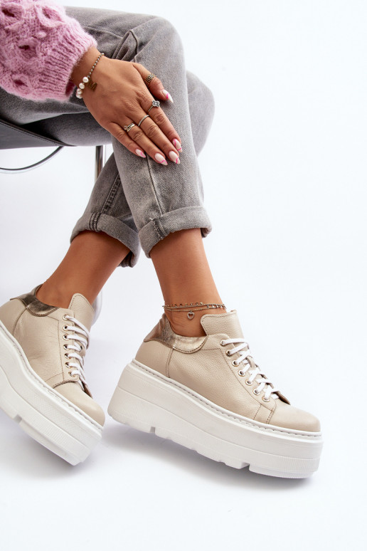 Zazoo 10165 scarpe da ginnastica Femminile con una piattaforma beige