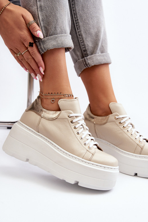 Zazoo 10165 scarpe da ginnastica Femminile con una piattaforma beige