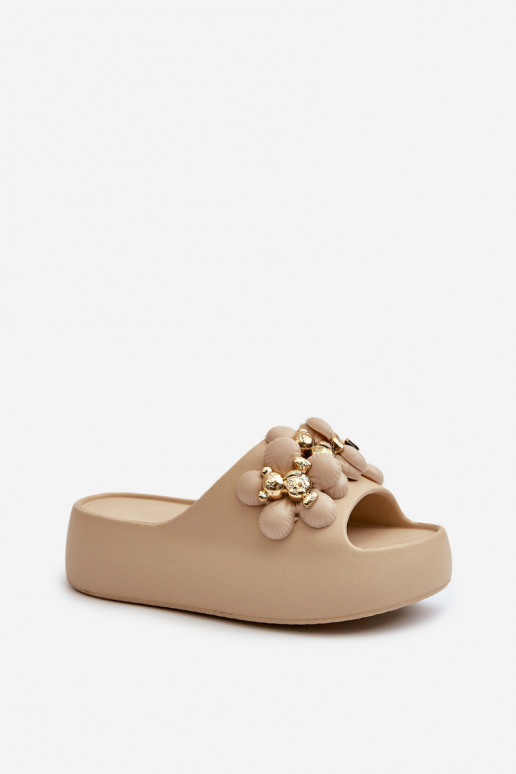 Femminile Pantofole Pantofole leggere con bellissimi dettagli Su una suola spessa beige Bremavia