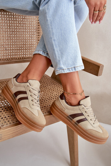 Scarpe sportive da donna con plateau color marrone Nesonice