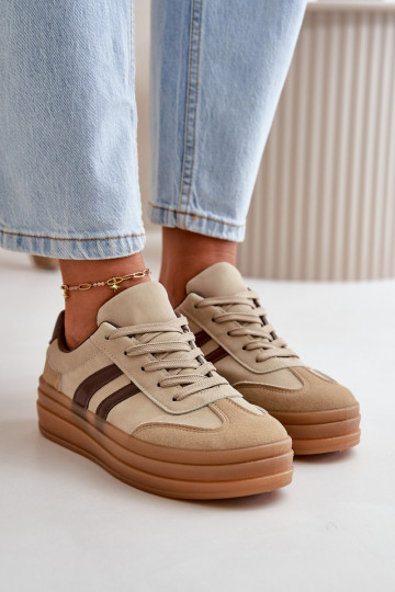 Scarpe sportive da donna con plateau color marrone Nesonice 2