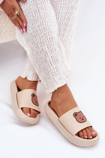 Ciabatte da donna con schiuma Con Orso beige Lalon
