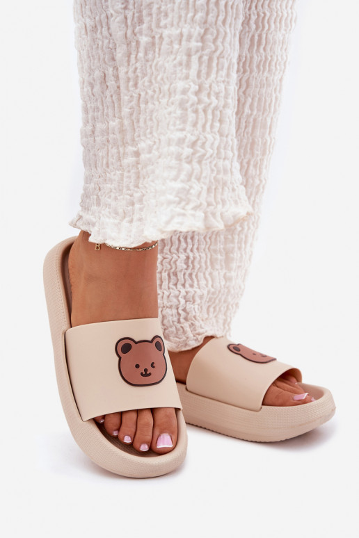 Ciabatte da donna con schiuma Con Orso beige Lalon