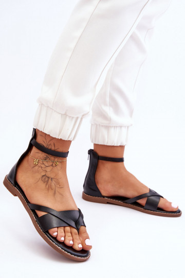 Ciabatte piatte da donna nere con decorazione Rise Up!