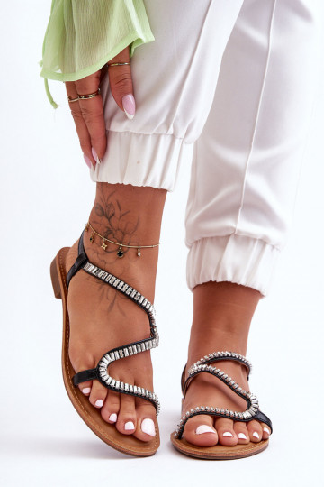 Sandali da donna slip-on con dettagli eleganti neri Hayen