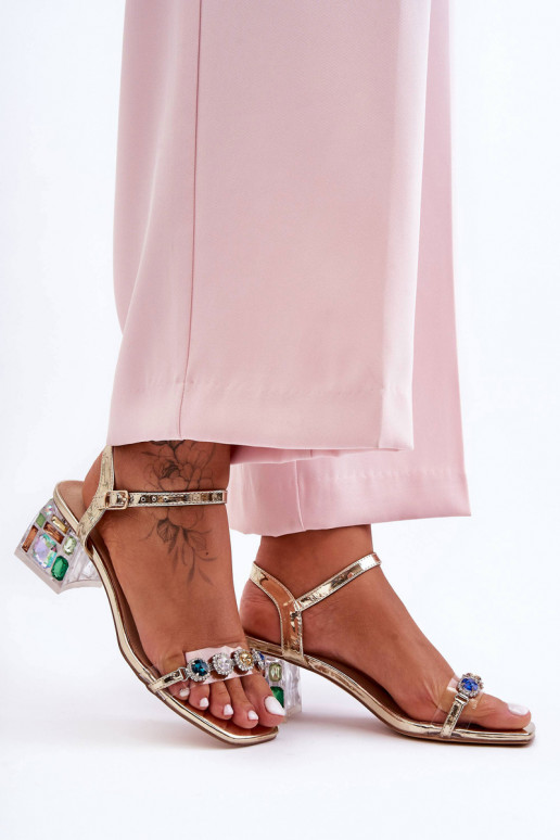 Femminile Sandali col tacco alto con gli occhi lucenti colore dorato S.Barski MR1037-01