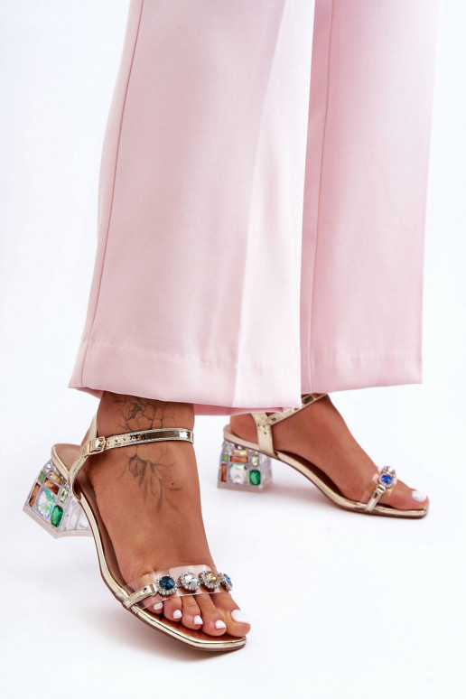 Femminile Sandali col tacco alto con gli occhi lucenti colore dorato S.Barski MR1037-01