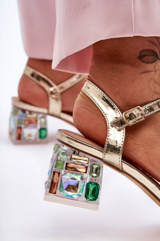 Femminile Sandali col tacco alto con gli occhi lucenti colore dorato S.Barski MR1037-01