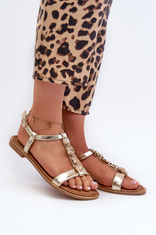 Sandali bassi da donna con bellissimi dettagli colore dorato Muridia