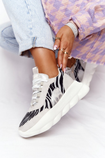 Femminile Stile sportivo scarpe con una piattaforma Lu Boo colore grigio