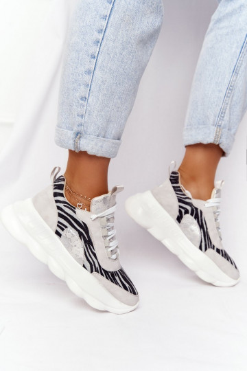 Femminile Stile sportivo scarpe con una piattaforma Lu Boo colore grigio 2