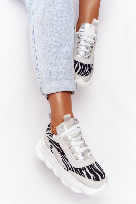 Femminile Stile sportivo scarpe con una piattaforma Lu Boo colore grigio