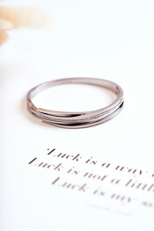 Un braccialetto Acciaio con gli occhi scintillanti color argento Myrens