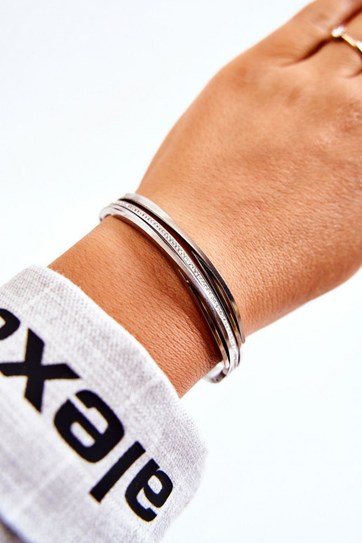 Un braccialetto Acciaio con gli occhi scintillanti color argento Myrens