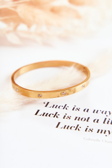 Bracciale in acciaio con occhielli in zirconio colore dorato Lauren