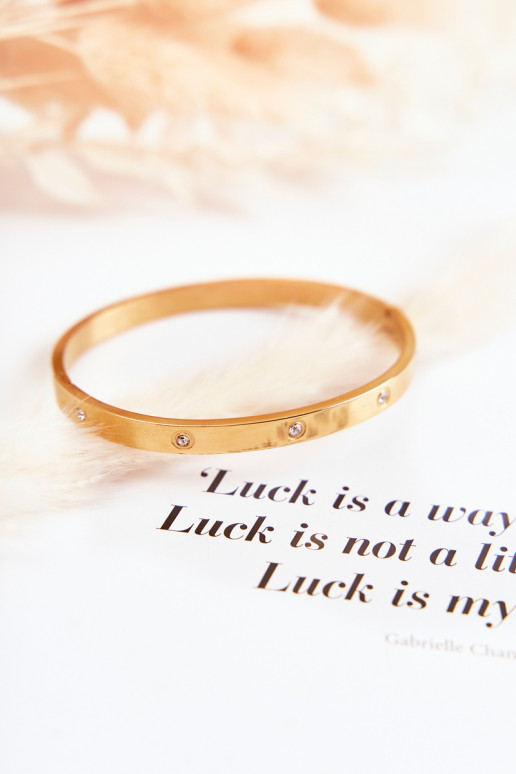 Bracciale in acciaio con occhielli in zirconio colore dorato Lauren