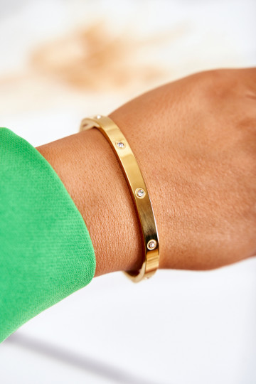 Bracciale in acciaio con occhielli in zirconio colore dorato Lauren 2