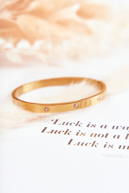 Bracciale in acciaio con occhielli in zirconio colore dorato Lauren