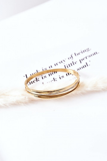 Bracciale in acciaio con gli occhi scintillanti colore dorato 2