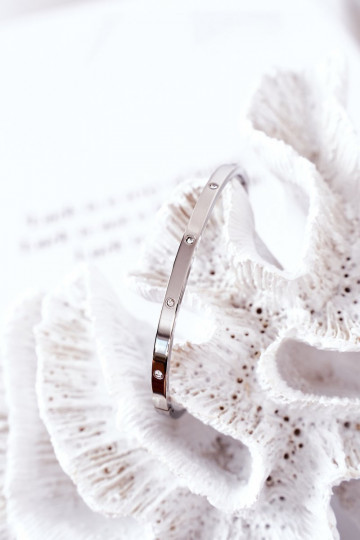 Bracciale in acciaio con gli occhi scintillanti color argento