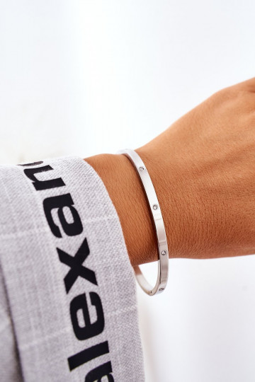 Bracciale in acciaio con gli occhi scintillanti color argento 2