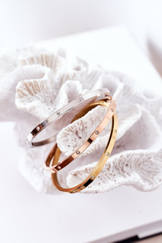 Bracciale in acciaio con gli occhi scintillanti color argento