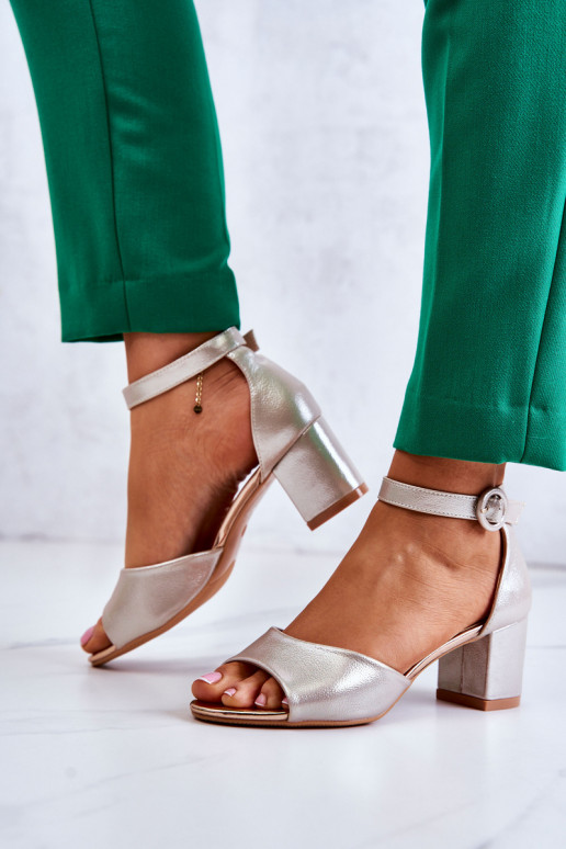 Pelle Sandali col tacco alto Vinceza 20100 colore dorato