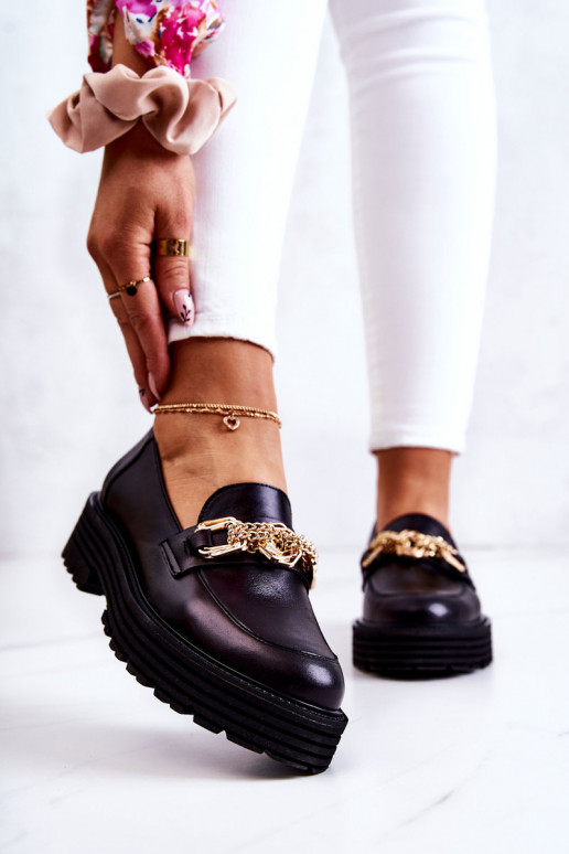 Femminile scarpe colore dorato Ozdoba Pelle Laura Messi 2383 colore nero