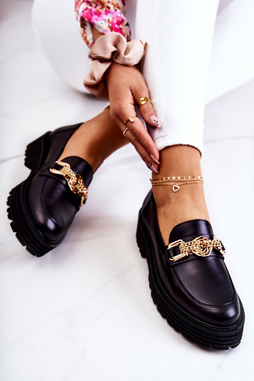 Femminile scarpe colore dorato Ozdoba Pelle Laura Messi 2383 colore nero