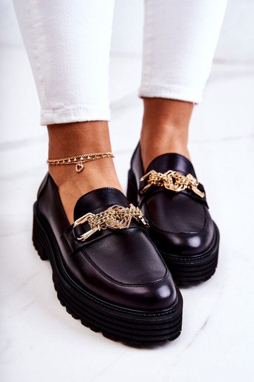 Femminile scarpe colore dorato Ozdoba Pelle Laura Messi 2383 colore nero