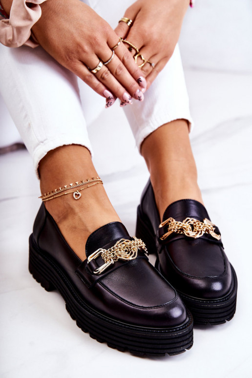 Femminile scarpe colore dorato Ozdoba Pelle Laura Messi 2383 colore nero