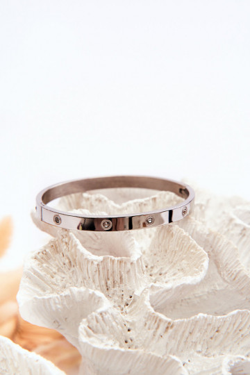 Bracciale in acciaio con gli occhi scintillanti color argento Lauren 2