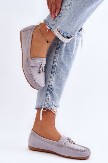 Mocassini classici in camoscio colore grigio Good Time 2