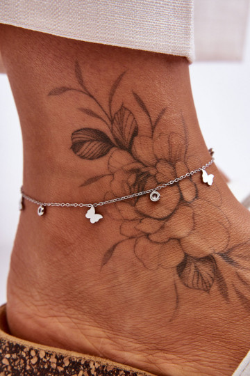 Bracciale per le gambe Con farfalle color argento
