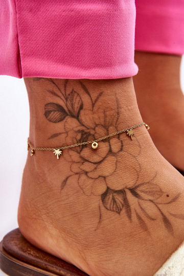 Alla moda Bracciale per le gambe con gli occhi scintillanti E palme colore dorato
