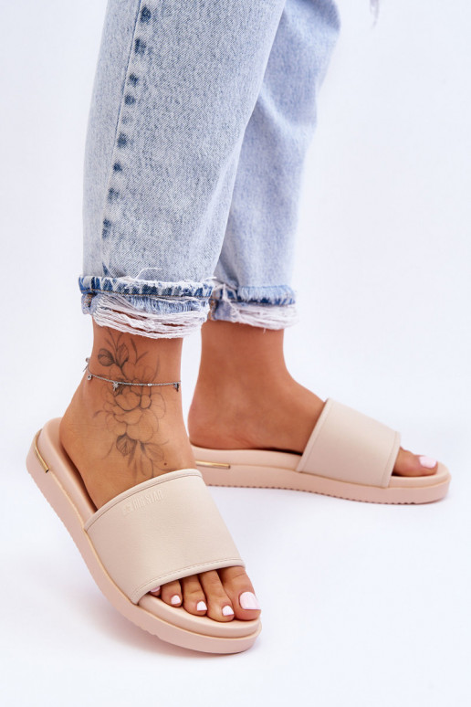 Femminile Pantofole con una piattaforma Big Star LL274933 beige