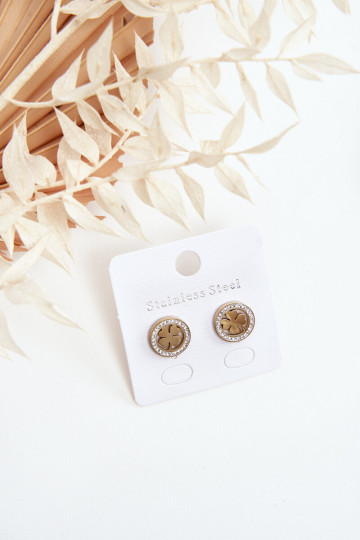 Orecchini trifoglio in acciaio inossidabile colore dorato 2