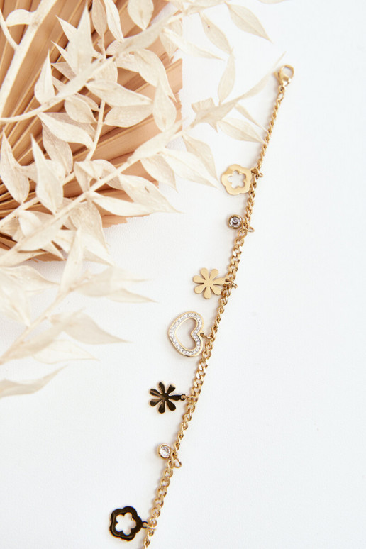 Alla moda Un braccialetto Con fiori e un cuore colore dorato