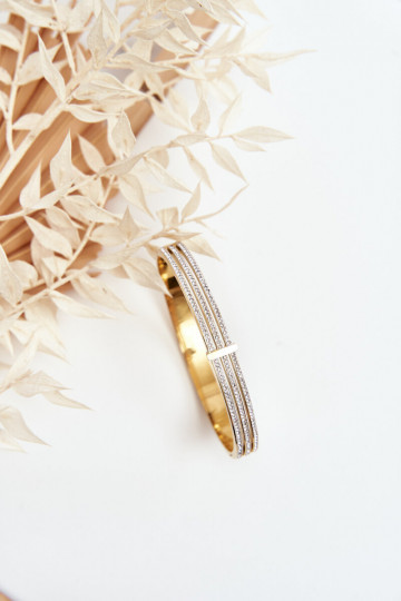 Un braccialetto dall acciaio inossidabile con gli occhi scintillanti colore dorato 2