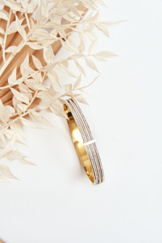 Un braccialetto dall acciaio inossidabile con gli occhi scintillanti colore dorato