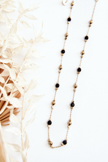 Collana da donna Con perline nere colore dorato