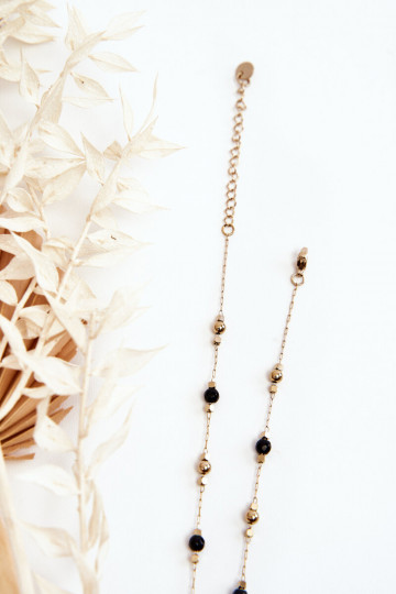 Collana da donna Con perline nere colore dorato 2