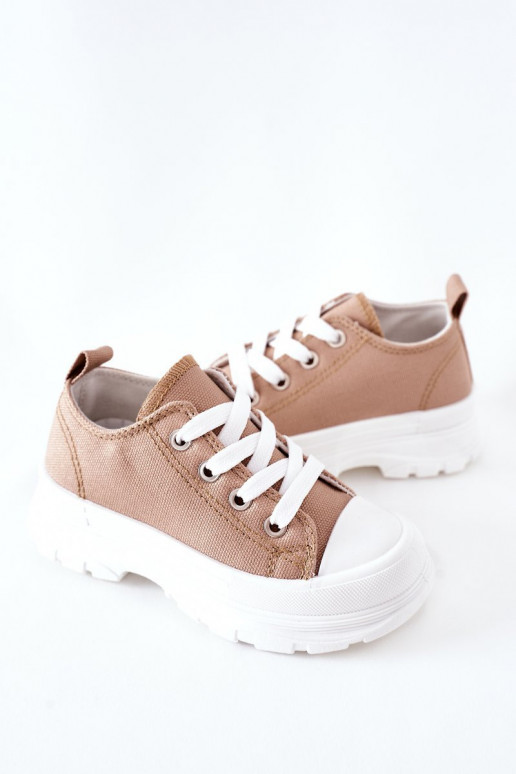 Scarpe per il tempo libero per bambini con una piattaforma beige Travel Time