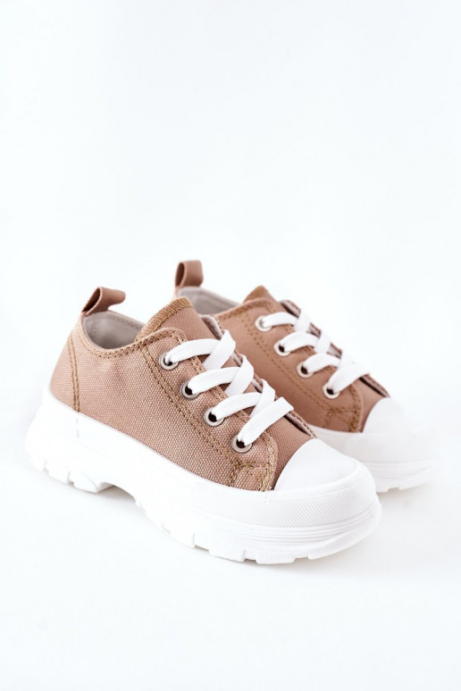 Scarpe per il tempo libero per bambini con una piattaforma beige Travel Time