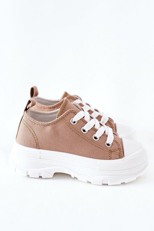 Scarpe per il tempo libero per bambini con una piattaforma beige Travel Time
